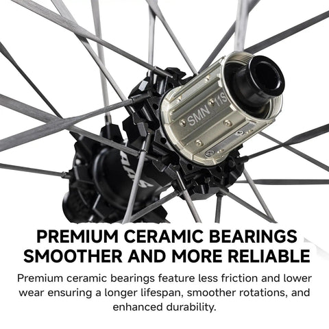 Close-up of ceramic bearings in Ultralight Carbon Fiber Wheelset For 700C Road Bikes With Disc Brakes Tubeless Ready 50mm Depth