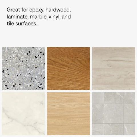 No Sweat Cleanup With This Commercial Grade Dust Mop And Sturdy Wood Handle Featuring Washable Head For Sweeping Hardwood Laminate Tile Store And Warehouse Floors Blue, showing surfaces: epoxy, hardwood, laminate, marble, vinyl, and tile.