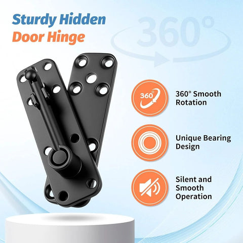 Concealed Door Pivot Hinge Set For Hidden Room And Secret Bookshelf Passage, Heavy Duty Up To 570 Lb Capacity, Smooth Quiet Operation With Included Accessories, Ideal For Commercial And Industrial Use AUNMAS, black hinge on stand.