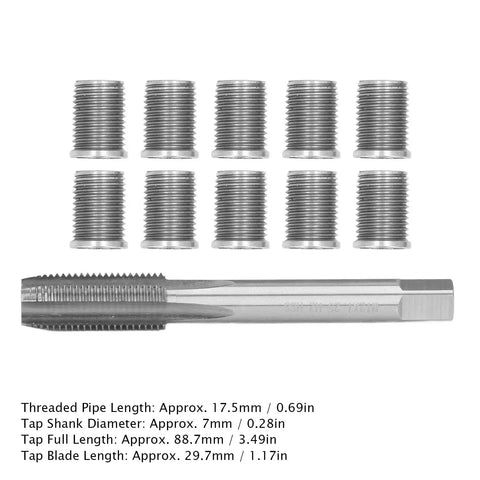 Top Notch Universal Thread Repair Tool Kit For M10 And M12 Stripped Bolts Fixing Gasoline Engines Generators Without Engine Removal Effort, steel tap and inserts