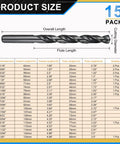 Kick Your DIY Projects Into High Gear With This Savage 15 Piece Drill Bit Set Featuring M2 High Speed Steel Jobber Bits Ranging From Tiny 1/16 Inch Up To Solid 3/8 Inch Sizes Perfectly Sharp For Boring Clean Holes In Tough Metal Steel Or Smooth Wood With. 15-pack drill bit size chart, M2 HSS, 1/16 to 3/8 inch