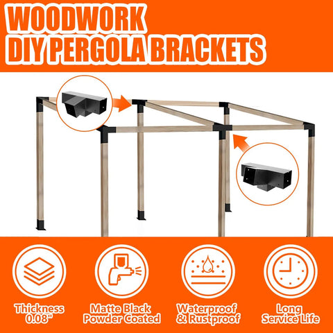 Tough As Nails 4x4 Pergola Brackets With 15 Degree Up And 75 Degree Down Slant For Outdoor Pergolas Porches Or Cabins Heavy Duty Galvanized Steel DIY Kit With Hardware 4 Pack