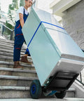 Heavy Duty Electric Stair Climbing Dolly With 551 Lb Load Capacity For Super Smooth Lifting Easy Moving And Heavy Delivery Tasks To Save Your Back and Crush Warehouse Or Upstairs Moves Without The Grind, navigating stairs with a large load.
