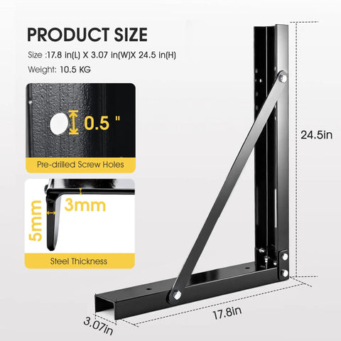 Heavy Duty Underbody Truck Tool Box Mounting Brackets Kit Set of 2 Bolted Formed Steel Brackets dimensions diagram