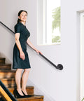 5 Foot Indoor Stair Handrail Kit Matte Black Iron Pipe Railing With Wall Mount Support For Stairs Durable Anti Slip Rust Resistant