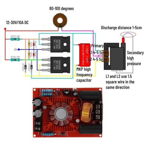 Zero Voltage Switching Flyback Driver Module 12V To 30V High Voltage Generator With Flyback Transformer diagram view