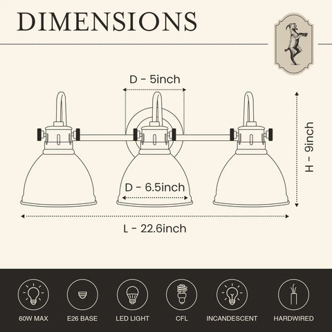 Dimensions of Black Vanity Light With Three Fixtures For Farmhouse Bathroom Over Mirror Rustic Vintage Style Wall Lights.