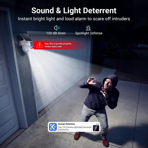 Intruder under bright light from Wireless Outdoor Home Security System With Four Cameras No Monthly Fees Solar Powered