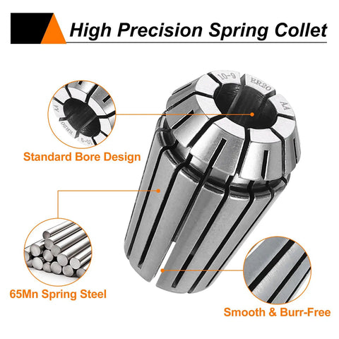 ER20 Spring Collet Chuck 10mm Precision Router Collets For CNC Engraving Milling Lathe Tools, 65Mn Spring Steel, close-up view