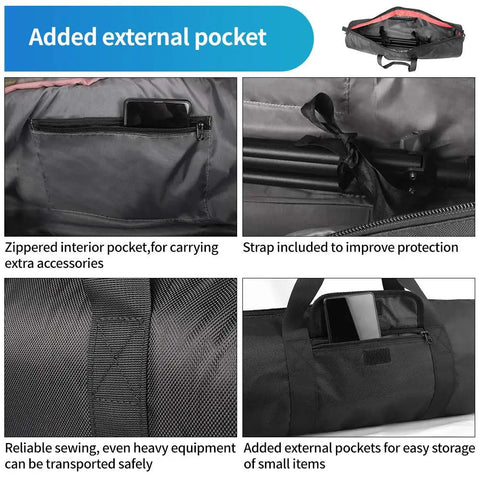 All Around Thick Padded Tripod Carry Case Built Like A Tank external pockets for accessories and inner zippered pocket detail