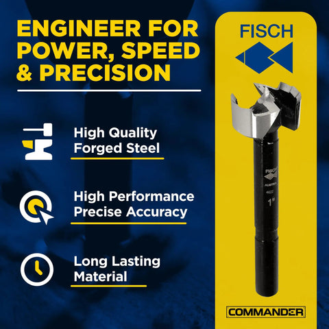 Forged Steel Forstner Drill Bit Set For Woodworking With Precision Wave Design Delivers Clean Cuts In Hardwoods MDF And Plywood Seven Piece Set From Quarter Inch To One Inch In Blister Pack Made In Austria image showing high quality forged steel bit.