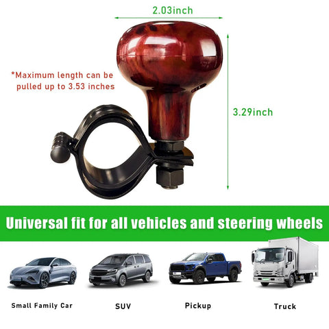 Woodgrain Steering Wheel Spinner Knob With Ball Bearing Smooth ABS One Hand Drive Aid 2.03 x 3.29 inch with universal fit
