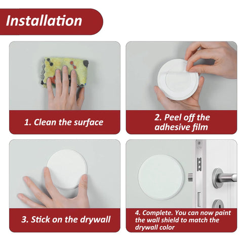 Installation steps of White Round Door Knob Wall Shield Self Adhesive Protector, Heavy-Duty Impact-Resistant Wall Guard