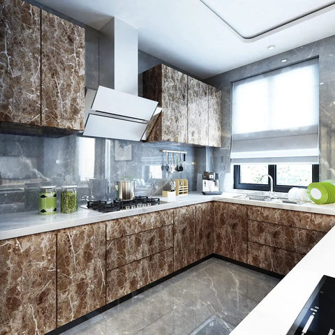 Kitchen with Marble Countertop Contact Paper Peel And Stick Vinyl Wrap Fifteen Point Eight By Three Hundred Ninety Four Inches Waterproof Self Adhesive