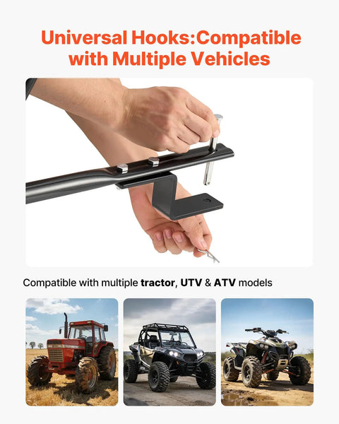 Universal hooks for Tow Behind Lawn Spreader For Seed Fertilizer Ice Melt with tractor, UTV, ATV compatibility