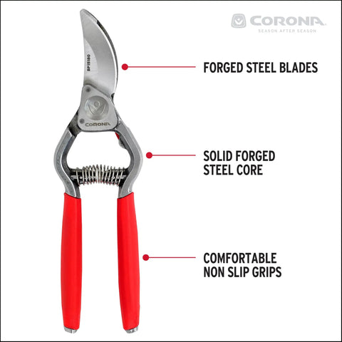 Forged Steel Classic Cut Bypass Hand Pruner With One Inch Cut Capacity For Garden Pruning Of Stems And Branches Heavy Duty