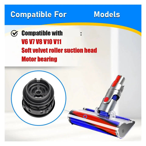 Premium Plastic Motor Bearing For Vacuum Cleaner Head Replacements Compatible With Stick Vacuum Models Direct Drive Soft Rollers, shown with suction head.