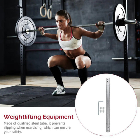 Dumbbell Connecting Rod and Barbell Connector Replacement for Home Gym in use during weightlifting with silver steel tube design