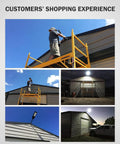 Customer installing 2 Pack 800W Solar Street Lights Outdoor With 60000LM Motion Sensor LED Flood Lights on building