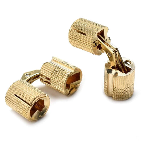 Two Pack Copper Barrel Concealed Cabinet Hinges Hidden Brass Door Hardware For Gift Boxes Cabinets Doors And Furniture Durable Rust Proof 24mm Mounting With 180 Degree Adjustable Screws