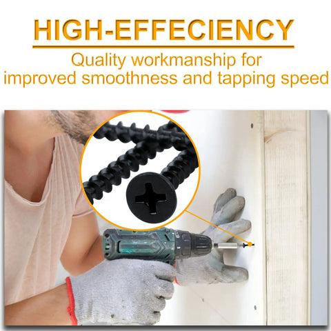 Heavy Duty Heavy Lifter Size 6 X 2 Inch Drywall Screws For Wood Framing and Coarse Thread shown being installed with a drill.