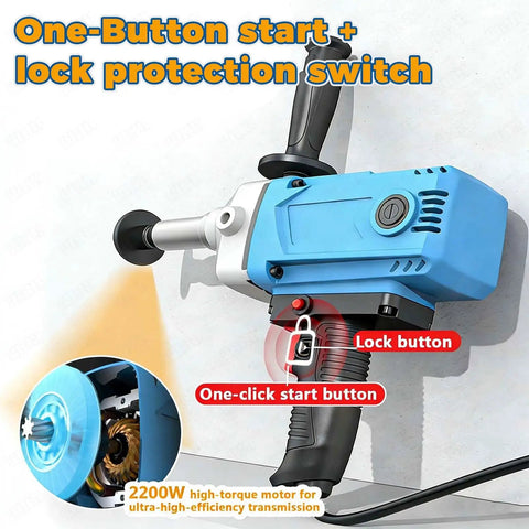 Portable Grain Sucker Auger Conveyor With 2000W High Torque Motor showing blue housing and one-button start