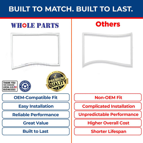 Upgraded Refrigerator Door Gasket For Freezer Door With Magnetic Strip Inside W10443315 Replacement Part side-by-side comparison