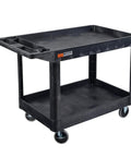 Extra Large Two Shelf Utility Cart With Heavy Duty Wheels 500 Pounds Capacity Rolling Tool Cart For Warehouses Industrial Settings Auto Garages And More Black 45.5 X 24.5 Inches