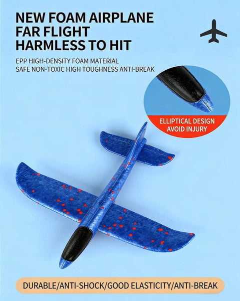Dinosaur Foam Glider Launcher Toy With 8 Inch Foam Glider, blue design, non-toxic foam material, durable for outdoor play.