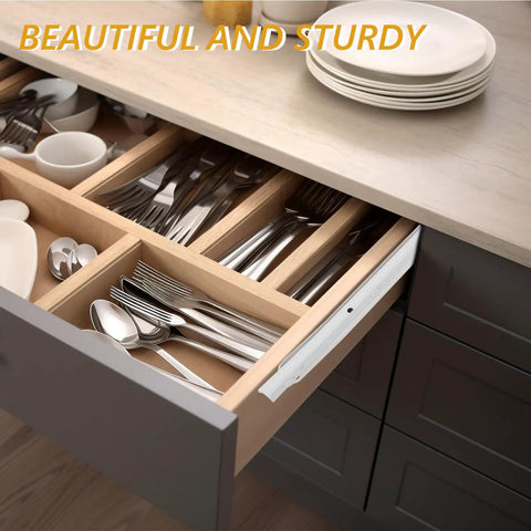 Two Pairs White Steel Drawer Slides With Quiet Performance And Easy Installation for kitchen drawer