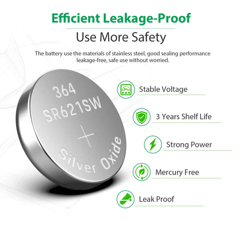 Heavy Hitter SR621SW Watch Batteries, Top Shelf 20 Pack 1.5V Silver Oxide Cells with efficient leak-proof design.