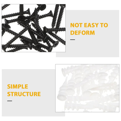 Heavy Duty Wall Anchors And Screws Kit With 100 Sets For Mounting Accessories Stainless Steel Build And Pull Out Resistant Grip Durable Expansion Screws For Drywall Easy Install And Long Lasting Support, black screws and white anchors