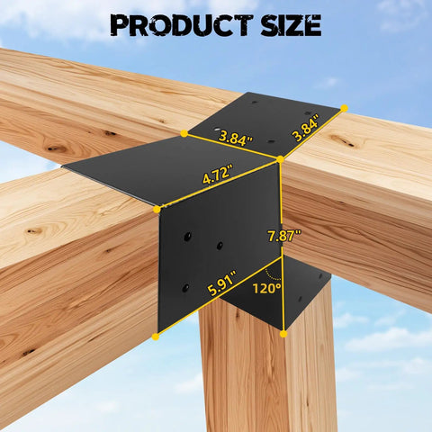 3 Way 30 Degree Pergola Brackets L Shaped Right Angle Corner Brackets For 4x4 Beams Three And A Half By Three And A Half Inches Indoor Outdoor DIY Heavy Duty Slant Bracket For Pavilion Gazebo Porch Deck Cabin Set Of 2