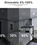 Bedroom lighting demonstration with Six Pack 5 Inch Recessed LED Downlights showcasing dimmable range from 10% to 100% brightness.
