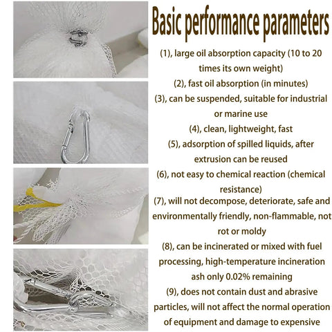 Heavy Duty Oil Spill Containment Booms 3 Pack Polypropylene Sorbent Socks details on absorption capacity and use