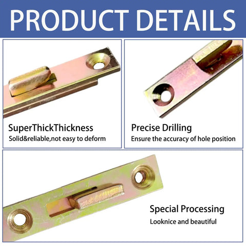 Heavy Duty Bed Rail Fasteners 4 Pack Featuring Mortise Design And Rustproof Steel Brackets For Bed Frame Repair Includes Screws close-up details