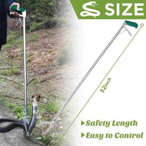 52 Inch Snake Tongs Grabber for Safe Handling and Capture, Beefy Heavy Duty Reptile Catcher With Wide Jaw, Locking Non Slip Grip, Extra Long Reach Tool for Snakes and Rattlesnakes, Reptile Grabber