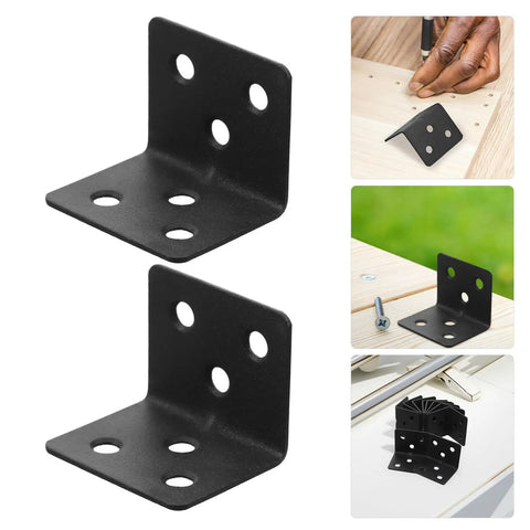 Heavy Duty L Shaped Corner Brackets Set 12 Pcs With Screws Right Angle Shelf Brackets In Cold Rolled Steel 6 Slot Holes displayed
