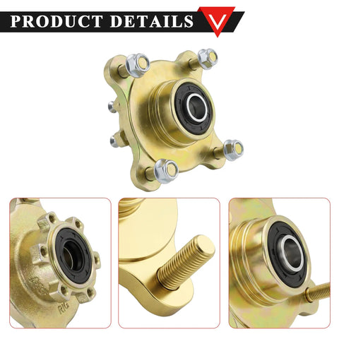 Premium Four Bolt Front Disc Brake Hub With 17 mm Axle Bearing And Three Inch Bolt Pattern For Atv Utv Quad Drift Trike Buggy showing hub features and detail.