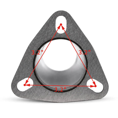 Hot Rod Ready Universal Exhaust Flange Repair Kit Built With Premium T304 Stainless Steel, 3.2 inch triangular flange design.