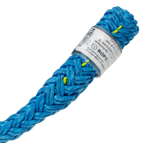 Top Shelf One Half Inch Whoopie Sling Adjustable 3 To 5 Feet Tough As Nails Twelve Strand Tenex Tree Rigging Rope shown in blue finish.
