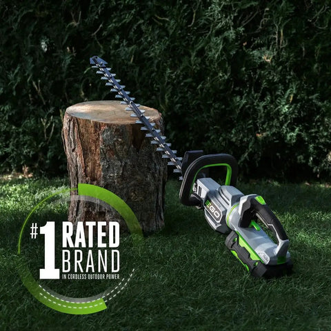 Cordless 26-Inch Hedge Trimmer With 56V 2.5Ah Battery And Charger, Carbon Fiber Rail For Ultra Durable Lightweight Build on grass