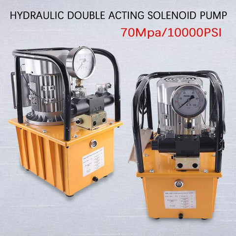 Heavy Duty 750W Electric Hydraulic Pump 110V Double Acting Solenoid Valve 10000 Psi With 7L Oil Reservoir, side view