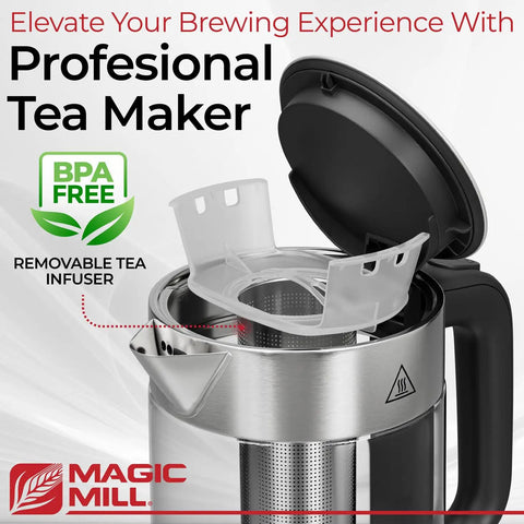 Electric Kettle With Temperature Control And Tea Infuser, 1.7L Large Capacity, Rapid Boil, Keep Warm, BPA Free, removable infuser