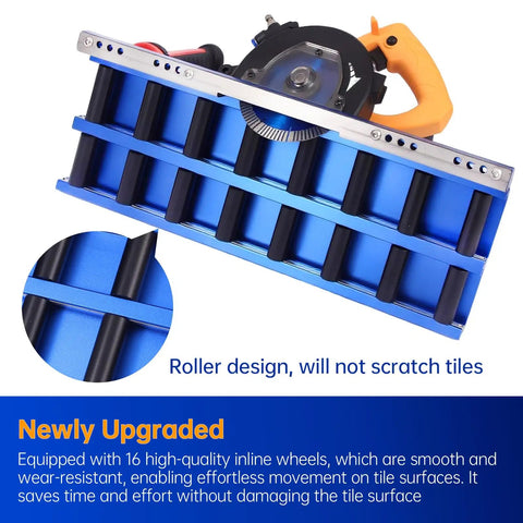 Bevel Edge Tile Tool With 16 Roller Base, 43 Degree Chamfer Machine, Water Cooling And Dust Bag, close-up of roller design