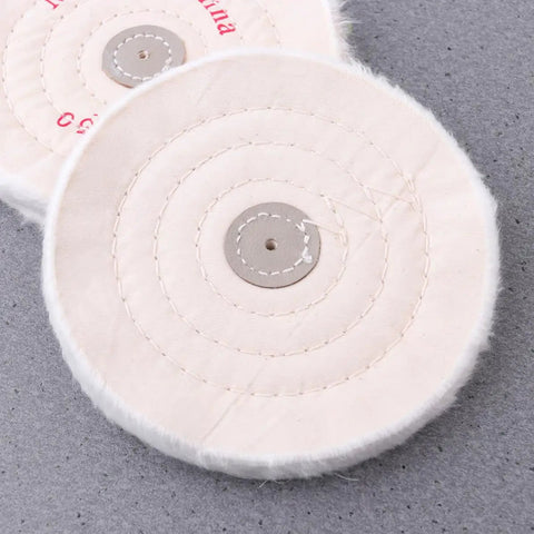 Two Piece White Cloth Polishing Wheel Set For Jewelry And Aluminum Projects 6 Inch Abrasive Grinding Wheel close-up