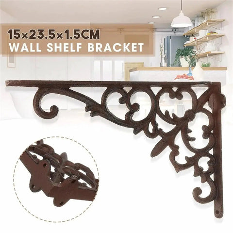 Intricate design of Six Piece Cast Iron Angle Bracket Beefy Heavy Duty Wall Mount in a modern kitchen setup.
