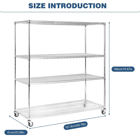 Heavy Duty Five Tier Metal Shelving Unit With Wheels For Easy Mobility And High Capacity Industrial Wire Racks Each Shelf 250kg