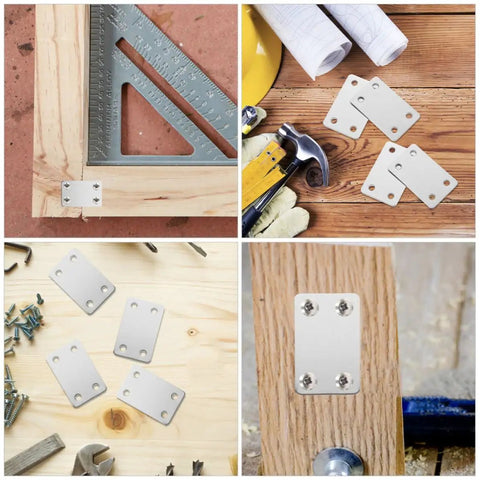 Sturdy Stainless Steel Mending Plates With Screws For Home Improvement And DIY Projects, Flat Metal Brackets in various tasks