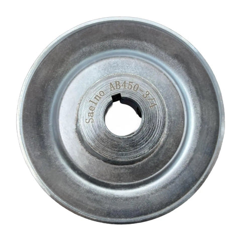 Top view of Single Groove Web Sheave V Belt Pulley For Three Quarter Inch Bore And Four Point Five Inch OD Heavy Duty Motor Pulley
